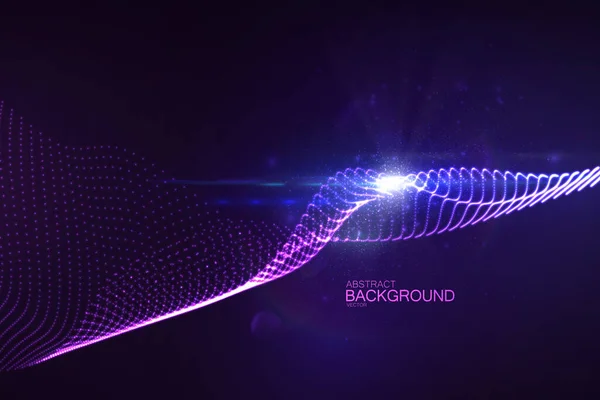 Glühende Neon Digitale Welle Von Partikeln Und Linsen Fackeln Lichteffekte — Stockvektor