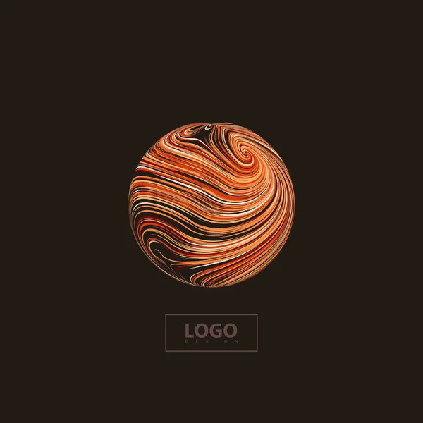 带卷曲涡度纹理的橙色球体 矢量艺术图解 设计的创意要素 — 图库矢量图片