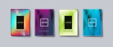 Soyut renkli kabartma desen kapağı tasarımı. Vektör yaratıcı illüstrasyon. Gradyan çizgileri olan A4 kağıt boyunda posterler. Parti broşürleri. Brandbook model tasarımı kapsıyor