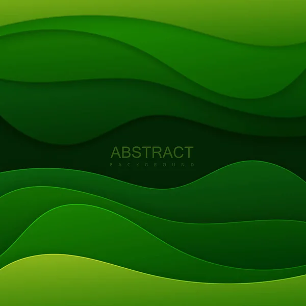 Green Paper Topographic Relief Abstract Paper Cut Background Realistic Papercut — Stock Vector