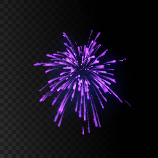 Glowing Violet Firework Burst Shape Isolated Dark Transparent Background Festive — Stock Vector