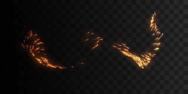 Brillante Ola Fuego Brilla Aislada Sobre Fondo Negro Partículas Que — Vector de stock