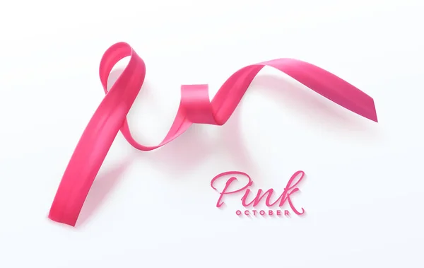 유방암 인식 핑크 리본. — 스톡 벡터