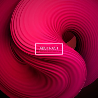 3D pembe sıkıştırılmış sıvı şekilli soyut vektör arkaplanı.