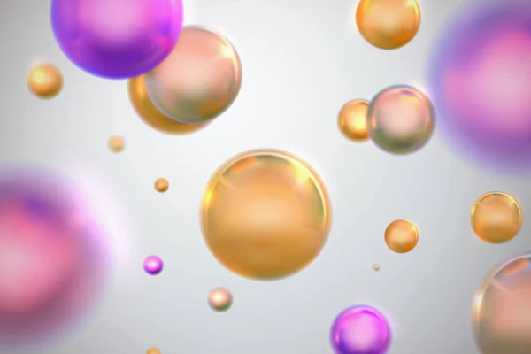 光沢のある金色と紫色の球状の抽象的な背景 — ストックベクタ