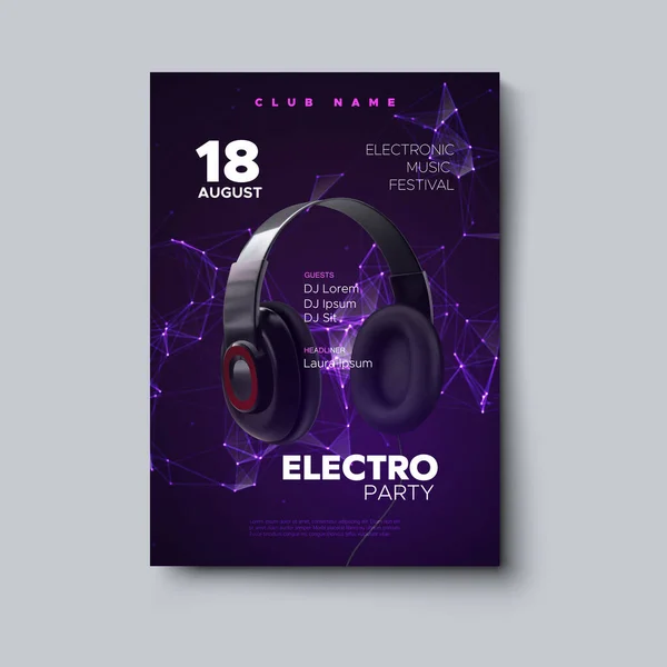 Plakat zaproszenia Electro Party. — Wektor stockowy