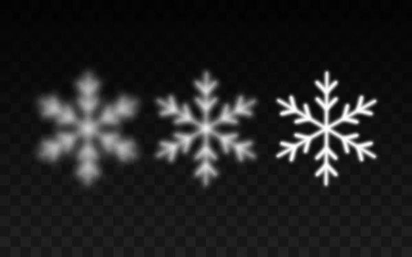 Conjunto de formas de copo de nieve aisladas sobre fondo transparente . — Vector de stock