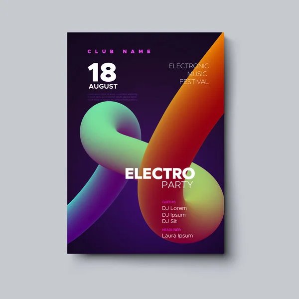 Muzyka elektroniczna festiwal plakat makieta. — Wektor stockowy