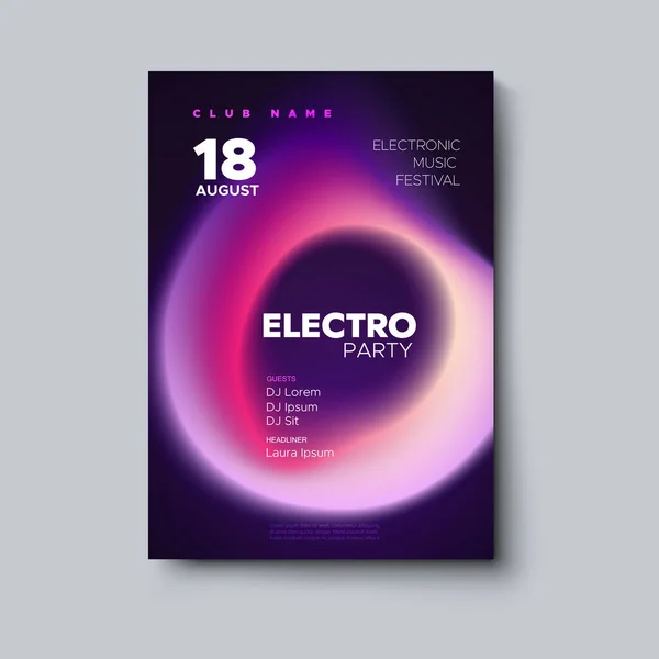 Folleto de la fiesta electro. Cubierta de color líquido . — Vector de stock