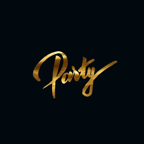 Party lettering sign with golden paint texture. — Stock Vector