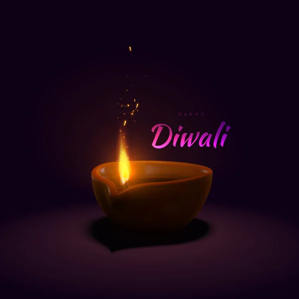 Feliz Diwali. Festa indiana de luzes e fogo — Vetor de Stock