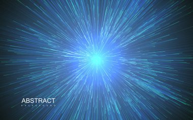 Shiny radial burst with linear particles. Vector absrtact illustration of Big Bang. Background with dispersion of light. Shiny light rays. Flashing beams. Warp speed concept clipart