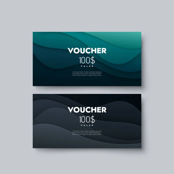 Gift Voucher Templates Set Discount Certificates Vector Illustration Coupons 100 — Stock Vector