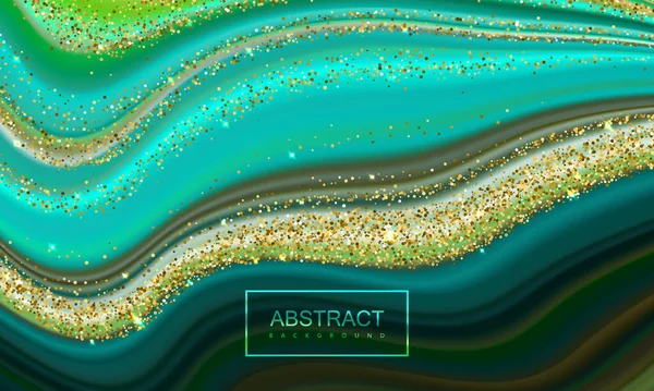 번쩍이는 반짝이는 색상들이 반짝이고 예술적 배경을 추상화 청록색 황금색 패턴입니다 — 스톡 벡터