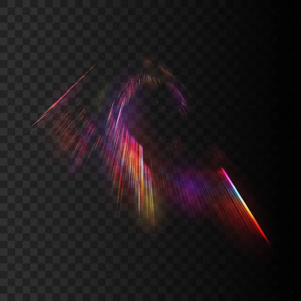 オーロラは 黒の背景に隔離された透明な光の効果です 虹彩光沢のある光線のベクトル図 天然の極発光 オーロラ — ストックベクタ