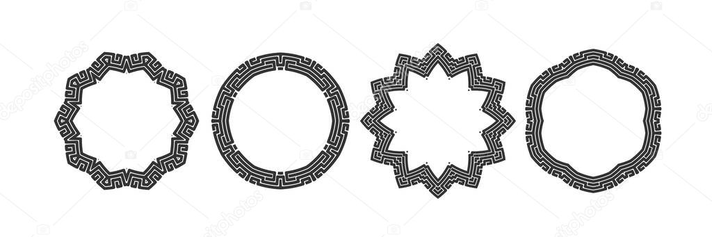 Vintage frames set. Islamic geometric borders. Vector vintage illustration. Muslim motif. Elegant oriental ornament. Traditional arabic geometric patterns. Elements for design
