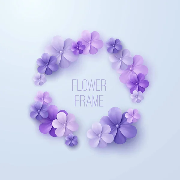 Vintage Kwiatowa Ramka Wektorowa Ilustracja Purpurowej Girlandy Kwiatowej Element Dekoracji — Wektor stockowy
