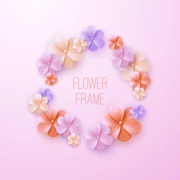 Moldura Floral Vintage Ilustração Vetorial Grinaldas Flores Multicoloridas Elemento Decoração — Vetor de Stock