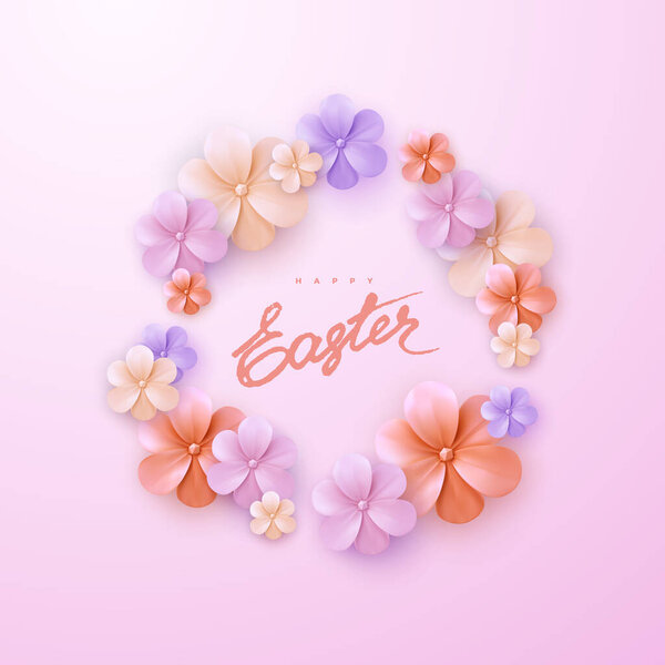 Happy Easter Vector Holiday Illustration Christian Religious Event Banner Colorful — Stock Vector