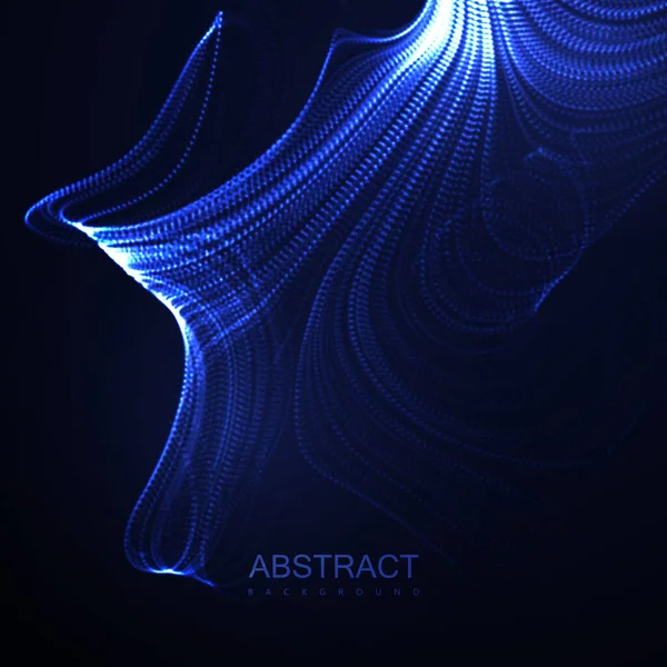 Onda digital abstracta iluminada en 3D de partículas brillantes . — Vector de stock