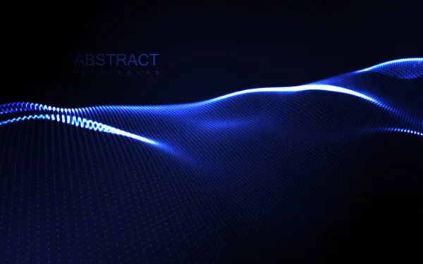 Onda digital abstrata iluminada 3D de partículas brilhantes . — Vetor de Stock