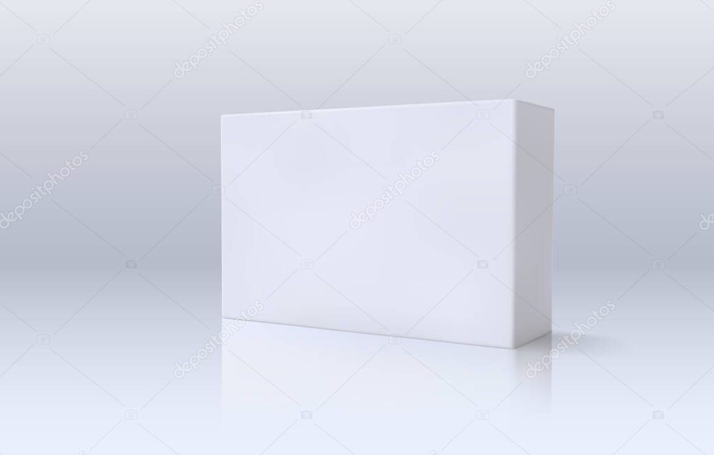 White paper box. Vector illustration.