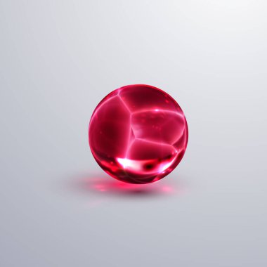 Parlak çatlak kristal küre. Vektör çizimi. Kabartma efektli parlak şeffaf kırık top. Gemstone ya da mineral kabarcığı. Oyun sanatı kavramı. Gamedev tasarım ögesi.