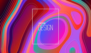 Canlı gradyan sıvı şekilli yaratıcı poster tasarımı. Marbling parlak soyut arka plan. Vektör modern sanat illüstrasyonu. Minimum kapak tasarımı. Sıvı renkler dökülüyor