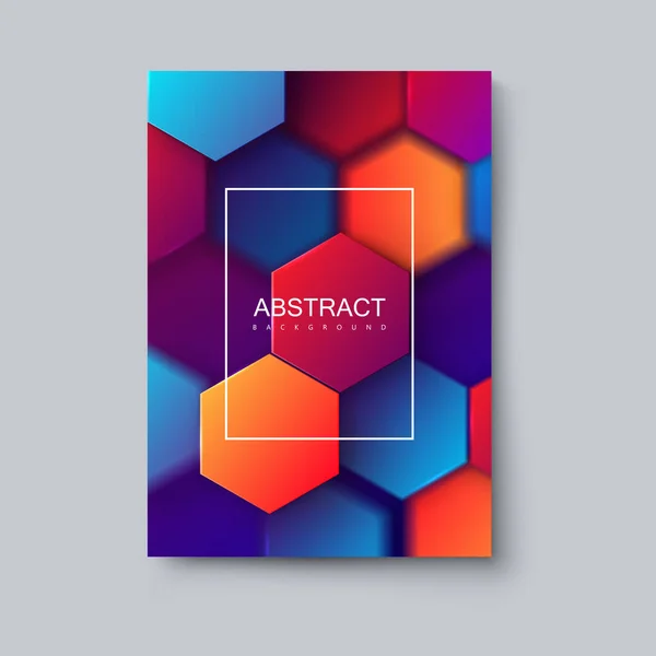 Diseño Cubierta Degradado Colorido Ilustración Futurista Vectorial Células Hexagonales Multicolores — Vector de stock