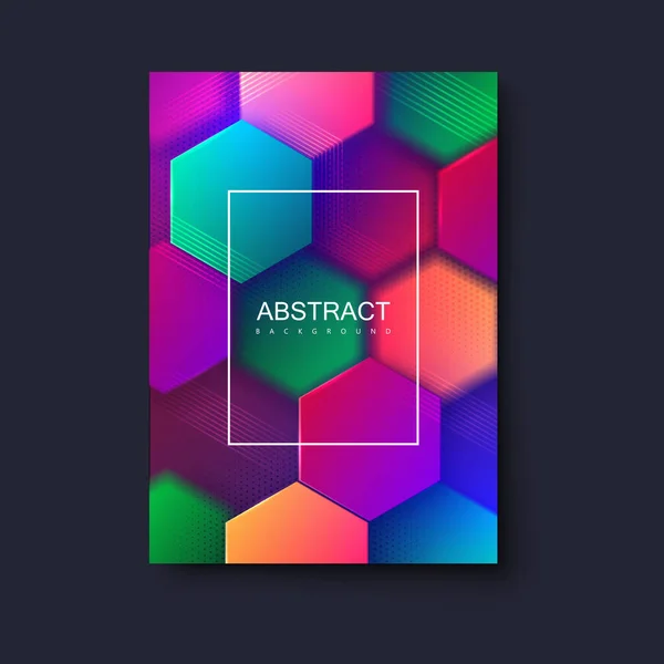 Diseño Cubierta Degradado Colorido Ilustración Futurista Vectorial Azulejos Hexagonales Multicolores — Vector de stock