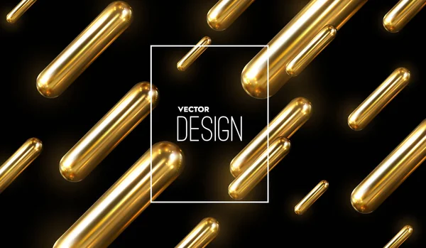 Modern Trendy Cover Design Vector Illustration Realistic Golden Capsules Abstract — Stock Vector