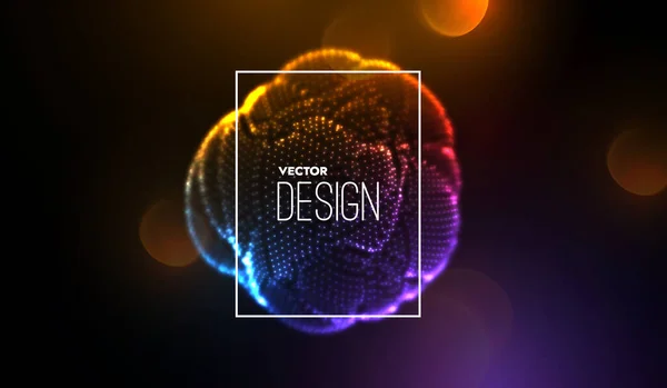 現代のポスターデザイン 3Dネオン輝く球状のベクトル抽象的なイラスト 有機的なカラフルな構造の成長 未来的なテクノロジーオブジェクト 発光する虹色の泡 — ストックベクタ