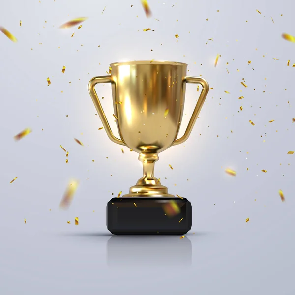 Золотий Кубок Чемпіона Ізольований Білому Тлі Vector Realistic Ілюстрація Трофей — стоковий вектор