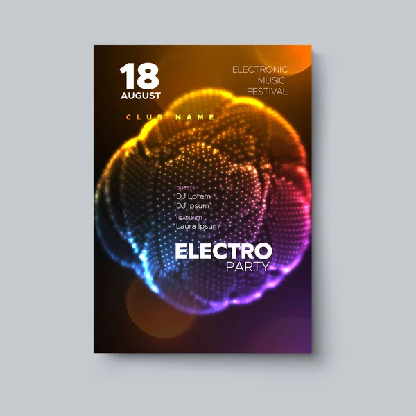 Plakát Pozvánkou Leták Festivalu Elektronické Hudby Vektorové Znázornění Abstraktního Světelného — Stockový vektor