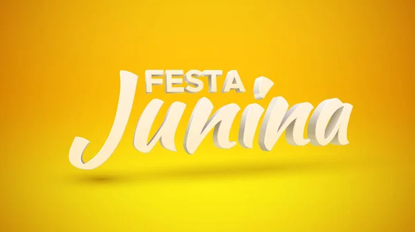 Festa Junina Vector Holiday Illustration Text Yellow Orange Background Brazilian — Stock Vector