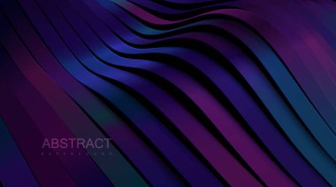 Soyut dalgalı kurdeleler. Vektör 3 boyutlu illüstrasyon. Dilimlenmiş parlak, çok renkli yüzey. Topografi yardım dekorasyonu. Vektör mimari çizimi. Yerleşim planı, iş broşürü şürü.