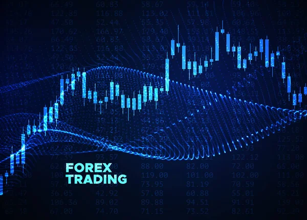 Abstraktní Finanční Graf Japonským Svícnem Graf Zářící Vlnité Grafy Čísla — Stockový vektor