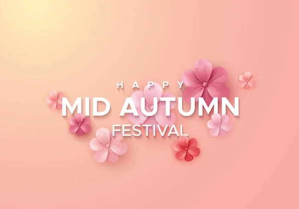 Chinês Meados Outono Design Banner Festival Ilustração Vetorial Flores Estilo —  Vetores de Stock