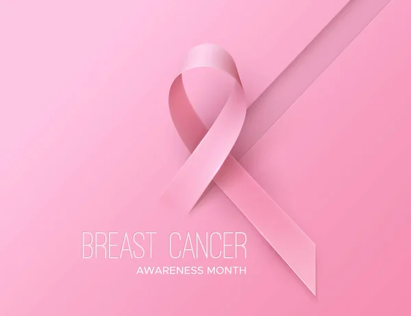 乳腺癌意识品红丝带 粉红10月的符号 疾病预防月横幅概念 病媒保健说明 带有妇女健康标志的背景摘要 — 图库矢量图片