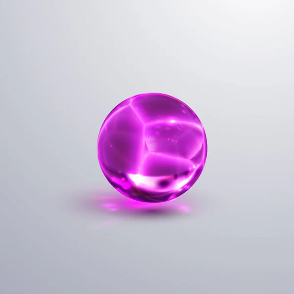 透明な結晶球を砕いた 骨折した紫色のガラスボールのベクトルイラスト ゲームアートのコンセプト — ストックベクタ