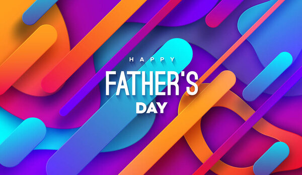 Happy Fathers Day Vector Holiday Illustration Abstract Background Multicolored Paper Stock Illustration