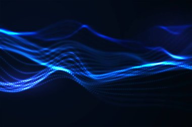 Parlayan parçacıkların üç boyutlu soyut dijital dalgası.