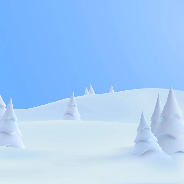 Paisaje invernal con ventisqueros y abetos nevados. — Vector de stock