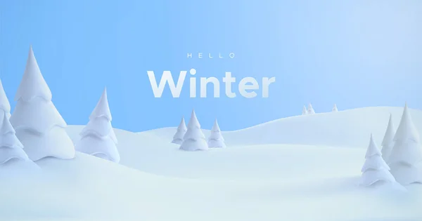 Hola Winter. Paisaje nevado — Vector de stock