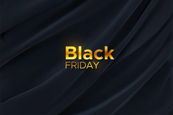 Black Friday. Sale banner with black silky fabric. — Stock Vector