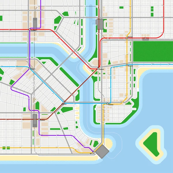 Modello di progettazione mappa metropolitana o metropolitana — Vettoriale Stock