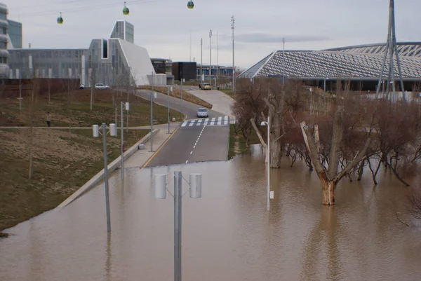 floods in zargoza by the ebro river flood