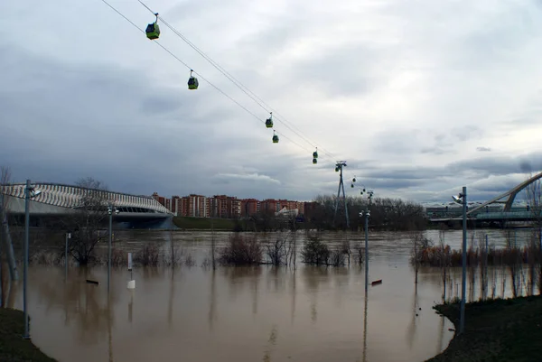 floods in zargoza by the ebro river flood