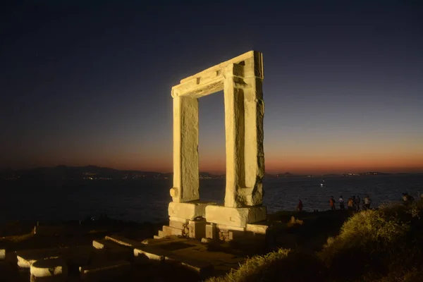Skymning Apollons Tempel Naxos — Stockfoto