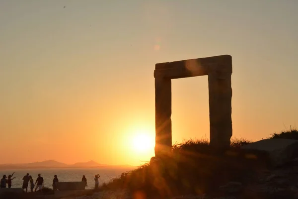 Skymning Apollons Tempel Naxos — Stockfoto